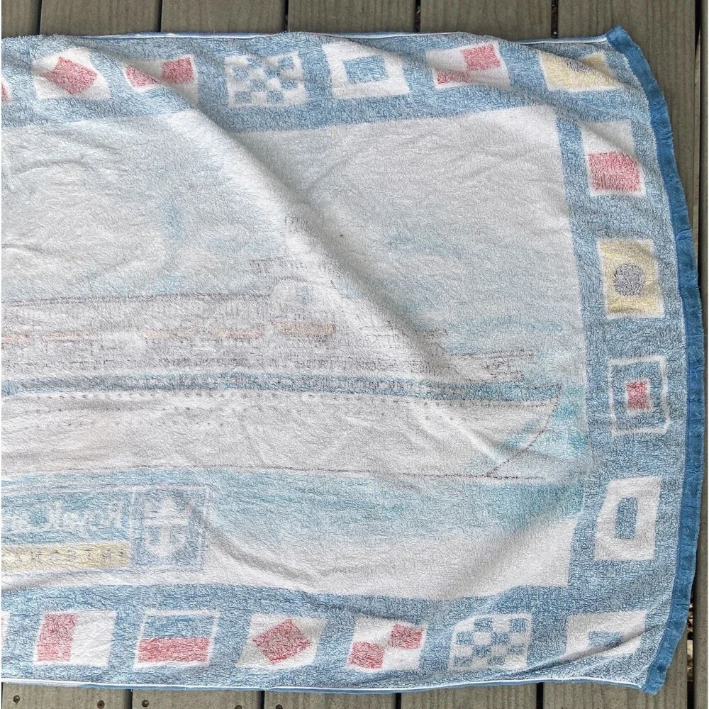 Royal Caribbean Cruise Ship Int’l Beach Towel Nautical Flags 60” Vintage 1990’s